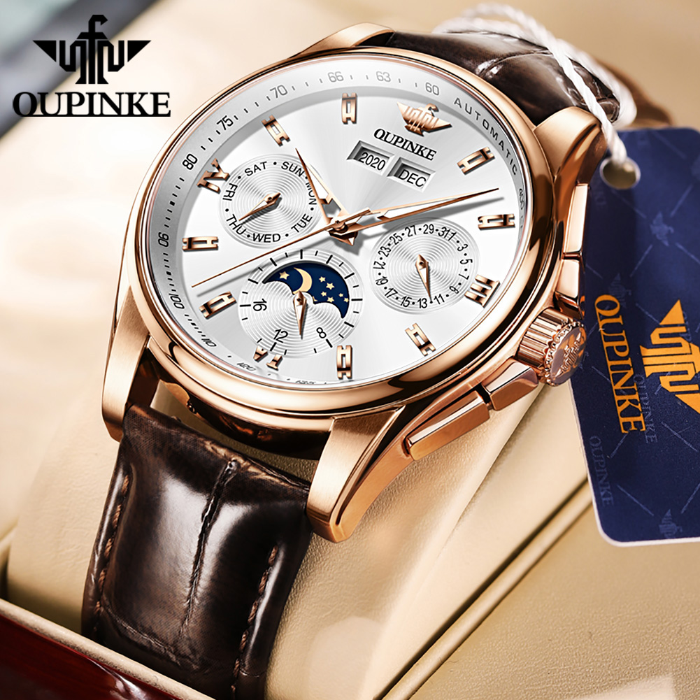 Mens Mechanical Watch - OUPINKE montres pour hommes décontracté tendance
