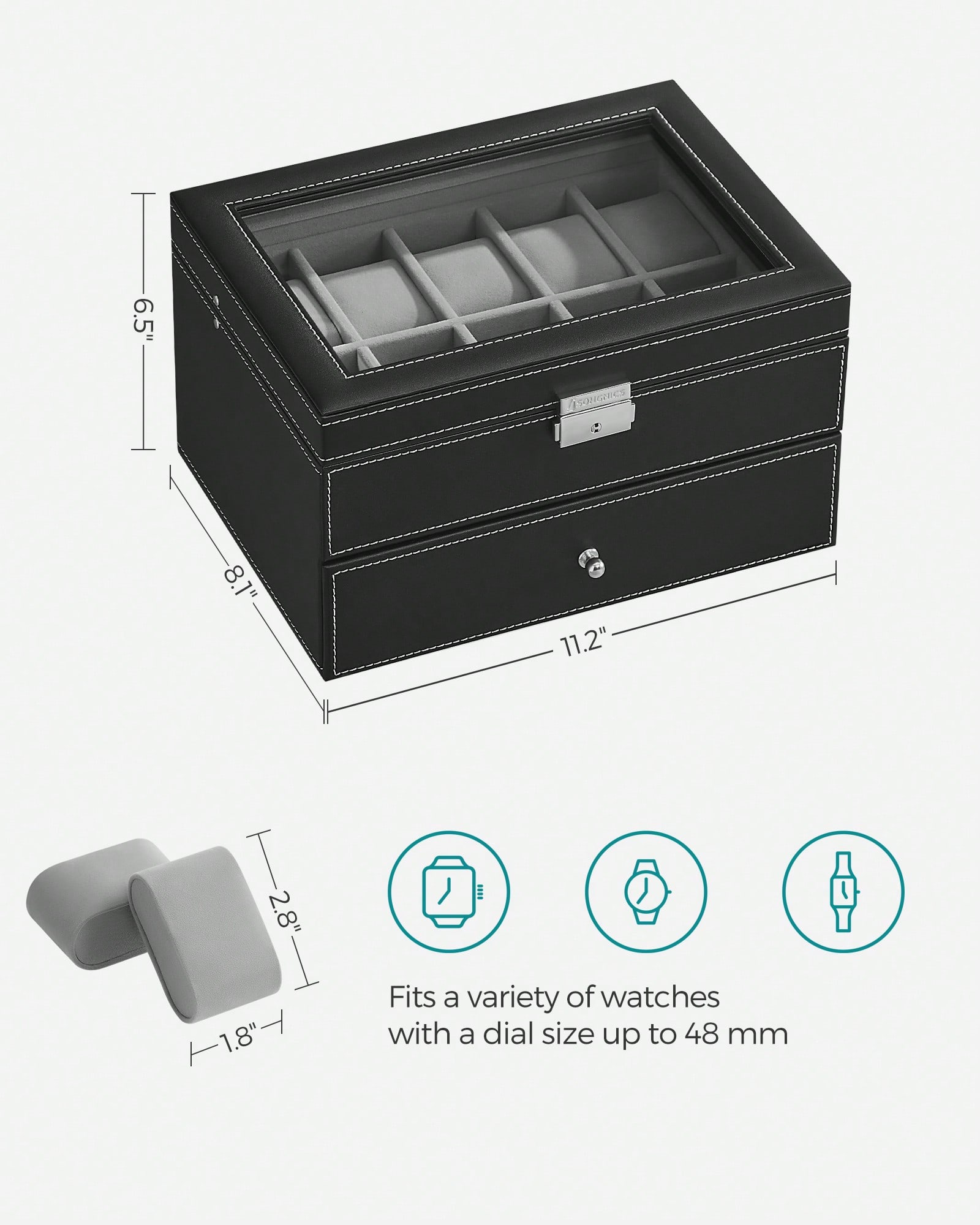 Boîte à montres 20 emplacement - Jewelry Box Organizer Watches avis et prix