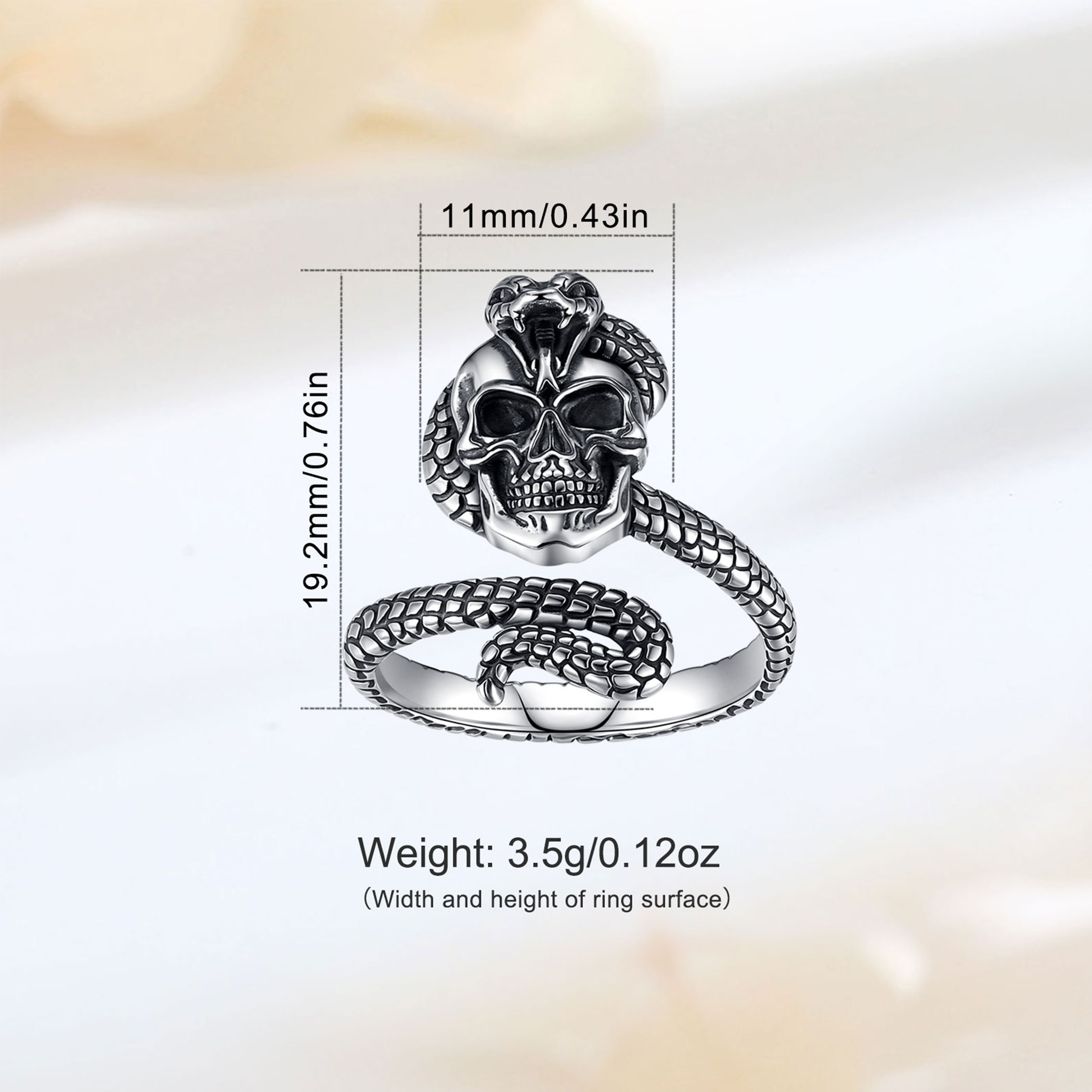 Bague ajustable Eudora en arge - Gothic Skull Ring avis et prix